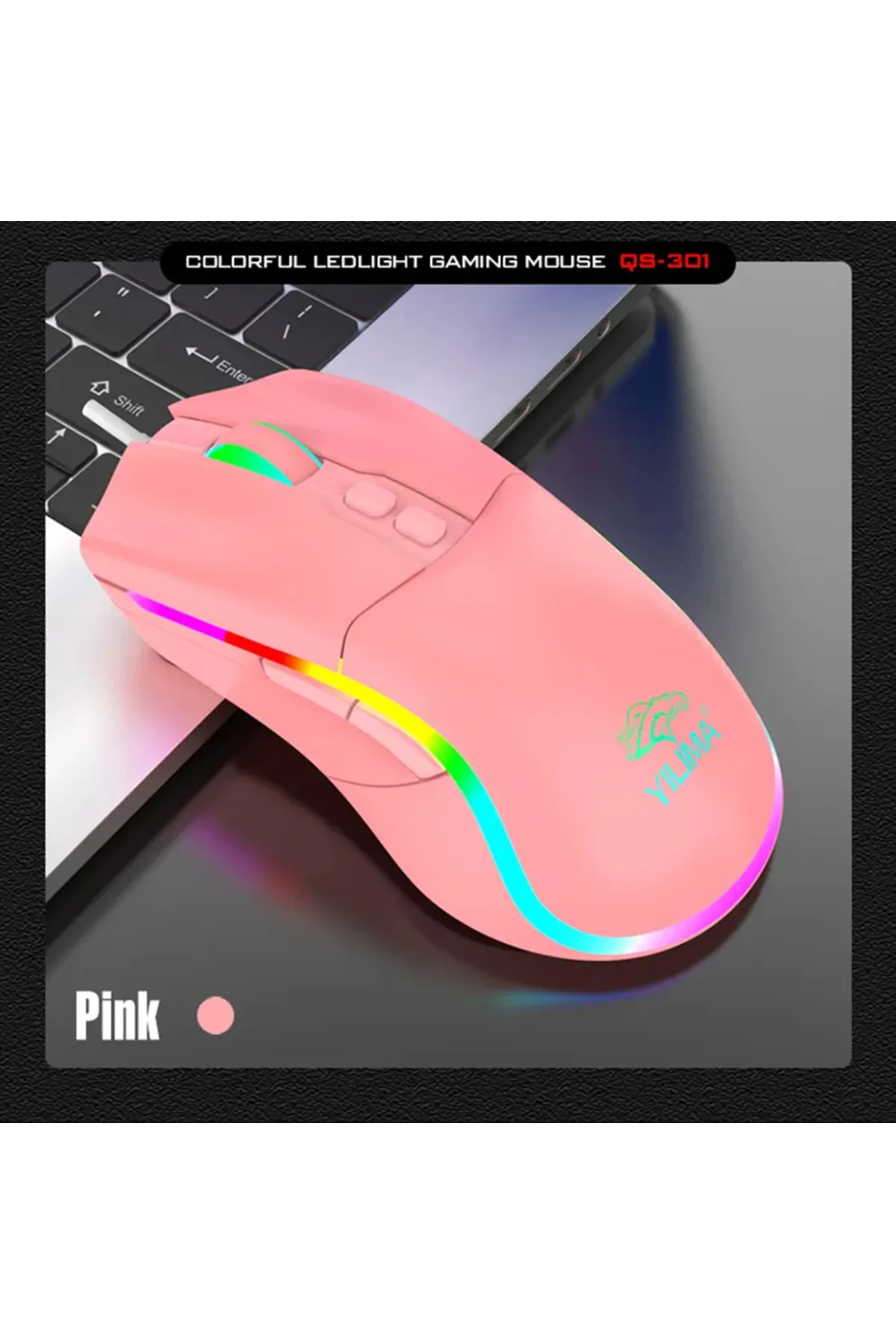 BİLİŞİM BURADA QS-301 PEMBE 7200 DPI OYUNCU MOUSE
